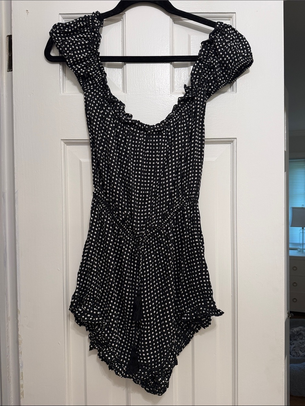 Auguste The Label Black Polka Dot Swim Coverup Romper